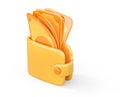 3d icon of wallet full of money on a white background. Royalty Free Stock Photo