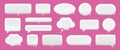 3d icon white speech bubble. Empty text bubbles in various shapes, comment, dialogue balloon vector set. Thought clouds