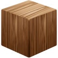 3D Icon of a Wooden Cube with Grain Texture Royalty Free Stock Photo
