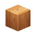 3D Icon of a Wooden Cube with Grain Texture Royalty Free Stock Photo