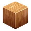 3D Icon of a Wooden Cube with Grain Texture Royalty Free Stock Photo