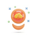 3D Icon of a Yellow Cloud with Lightning Bolt Inside an Orange Circle with Decorative Elements Royalty Free Stock Photo