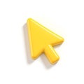 3D icon of Yellow cursor arrow pointing up isolated on white background, computer element Royalty Free Stock Photo