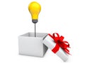 3d idea bulb in gift box