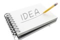 3d Idea text on notepad with pencil. Royalty Free Stock Photo