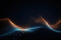 3D illuminated wave of glowing particles. Futuristic technology style. Elegant background for business presentations, An abstract