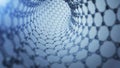 3d illusrtation of graphene molecules. Nanotechnology background illustration. Royalty Free Stock Photo