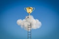 3d illustation render. Stepladder into clouds, entrepreneur business success concept Royalty Free Stock Photo