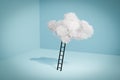 3d illustation render. Stepladder into clouds, entrepreneur business success concept Royalty Free Stock Photo