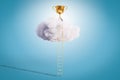 3d illustation render. Stepladder into clouds, entrepreneur business success concept Royalty Free Stock Photo