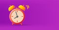 3d illustracion of alarm clock, trendy render style icon on purple background