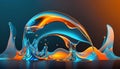 3d illustration of abstract background with blue and orange liquid splashes Royalty Free Stock Photo