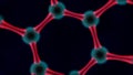 3D illustration, abstract background. The image of graphene, carbon molecules, atoms stacked hexagon. Red glow around the atom. 3D Royalty Free Stock Photo