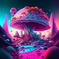 3d illustration of an abstract background with a psychedelic image of an alien planet Generative AI