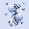 3D illustration of abstract balls or sphere decorated geometric pattern.