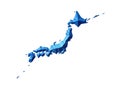 3D illustration of abstract blue Japan map