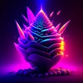 3d illustration of abstract christmas tree in neon light. 3d rendering AI Generated Royalty Free Stock Photo