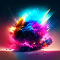 3D illustration of abstract colorful background. 3D rendering of explosion Generative AI