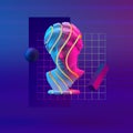 3d-illustration abstract composition of bust and primitive objects on violet background Royalty Free Stock Photo