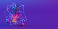 3d-illustration of an abstract composition of sculpture and primitive objects on violet background Royalty Free Stock Photo