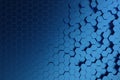 3D illustration abstract dark blue of futuristic surface hexagon pattern. Blue geometric hexagonal abstract background.