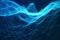 3D illustration abstract digital wireframe landscape. Cyberspace landscape grid. 3d technology. Abstract internet