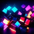 3d illustration of abstract geometric background with glowing cubes. 3d rendering Generative AI Royalty Free Stock Photo