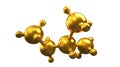 3D illustration of abstract gold molecule background