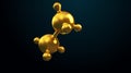 3D illustration of abstract gold molecule background