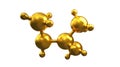 3D illustration of abstract gold molecule background Royalty Free Stock Photo