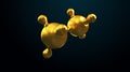3D illustration of abstract gold molecule background Royalty Free Stock Photo