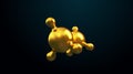 3D illustration of abstract gold molecule background Royalty Free Stock Photo