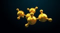 3D illustration of abstract gold molecule background Royalty Free Stock Photo