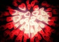 3d illustration of abstract heart flower glowing in color red Royalty Free Stock Photo