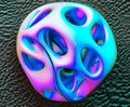 3D illustration of an abstract holographic hollow ball in blue and purple colors