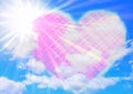 3d illustration of abstract pink heart shaped clouds in blue sky Royalty Free Stock Photo