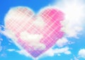 3d illustration of abstract pink heart shaped clouds in blue sky Royalty Free Stock Photo