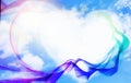 3d illustration of abstract pink heart shaped clouds in blue sky Royalty Free Stock Photo