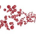 3d illustration abstract red blood cells isolated on white background.