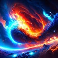 3d illustration of abstract space background with stars, planets and nebula Generative AI Royalty Free Stock Photo