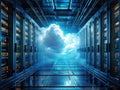 3d illustration, abstract technology background with cloud and data center concept 3 Royalty Free Stock Photo