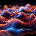 3D illustration of an abstract wavy figure. Multicolored neon background Royalty Free Stock Photo