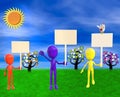 3d illustration of Add Your Message to the cute colorful figures with signs Royalty Free Stock Photo