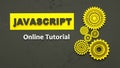 3D illustration of advertising signboard of Javascript online tutorial. Coding. Concept of Javascript programming language online