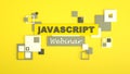 3D illustration of advertising signboard of Javascript webinar. Coding. Concept of Javascript programming language online learning