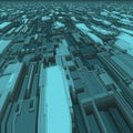 3d illustration aerial view of a futuristic city