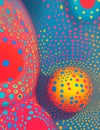 An abstract painting of a ball and a sphere created with Generative AI technology