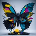 Ai generated a vibrant butterfly sculpture resting on a table Royalty Free Stock Photo