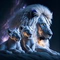 Ai generated a pride of majestic white lions lounging together Royalty Free Stock Photo