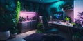 Ai generated a workspace with plants and a computer on a desk